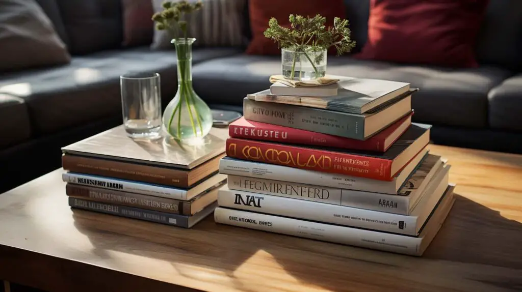 image of used books stacked up on a table