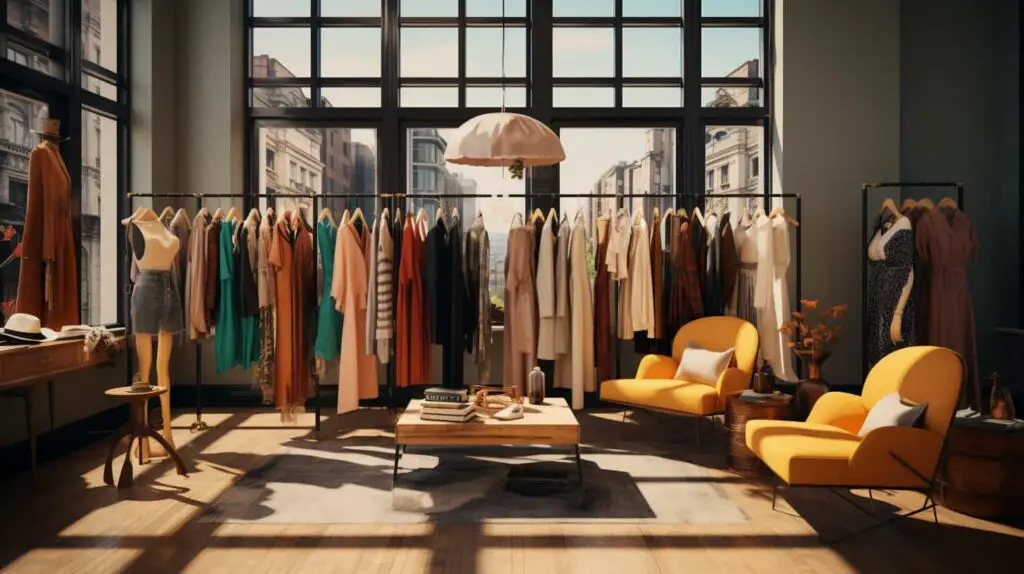 picture of an upper apartment flat with fashion items ready to be sold