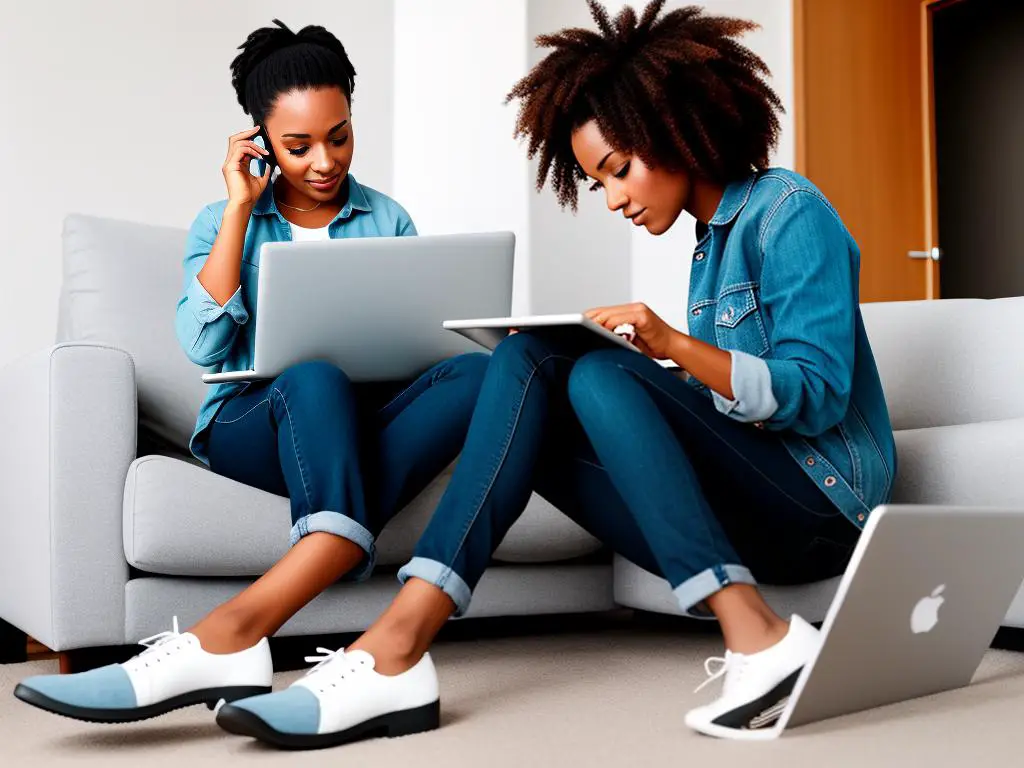 Image of a woman browsing shoes online on a laptop