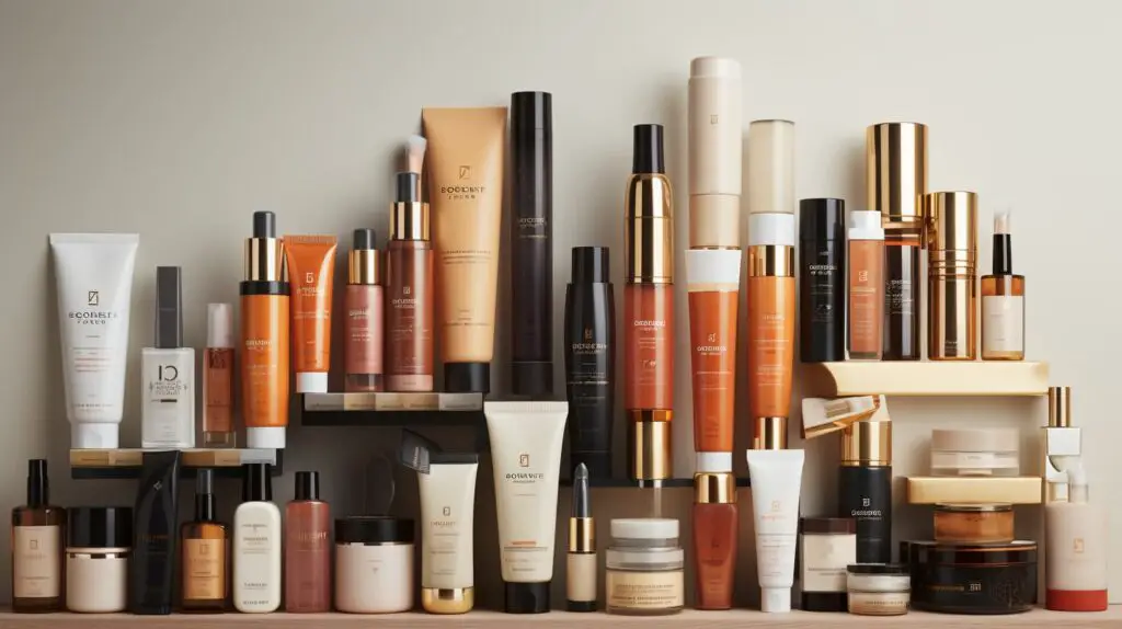A diverse range of beauty products displayed on a website
