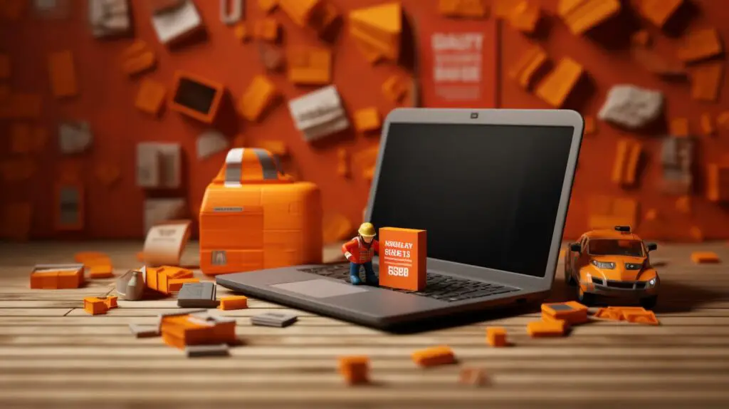 image of a laptop and someone getting ready to pay their home depot credit card bill online with their login information.