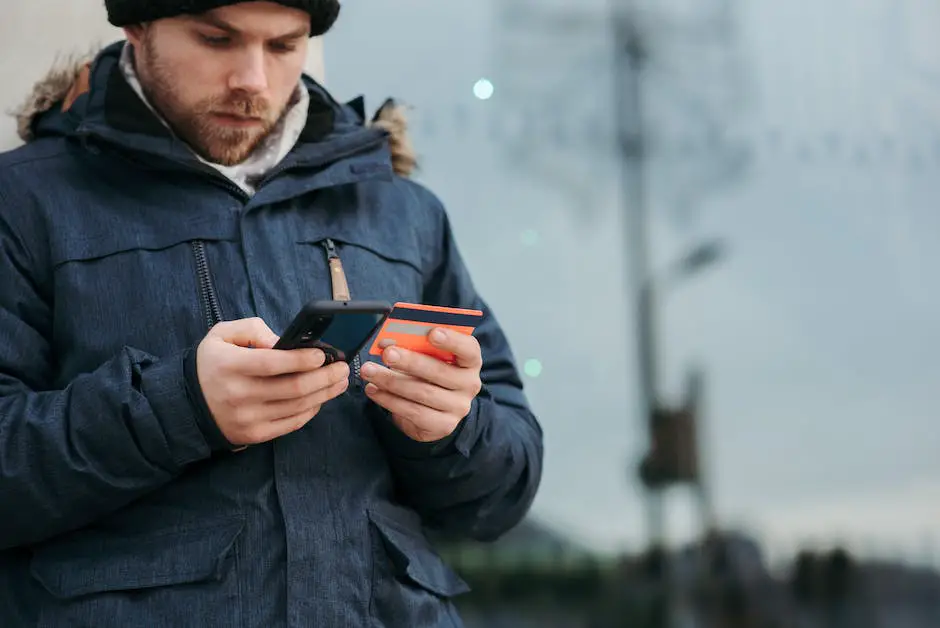 Image of a person using a mobile credit card application on a smartphone.
