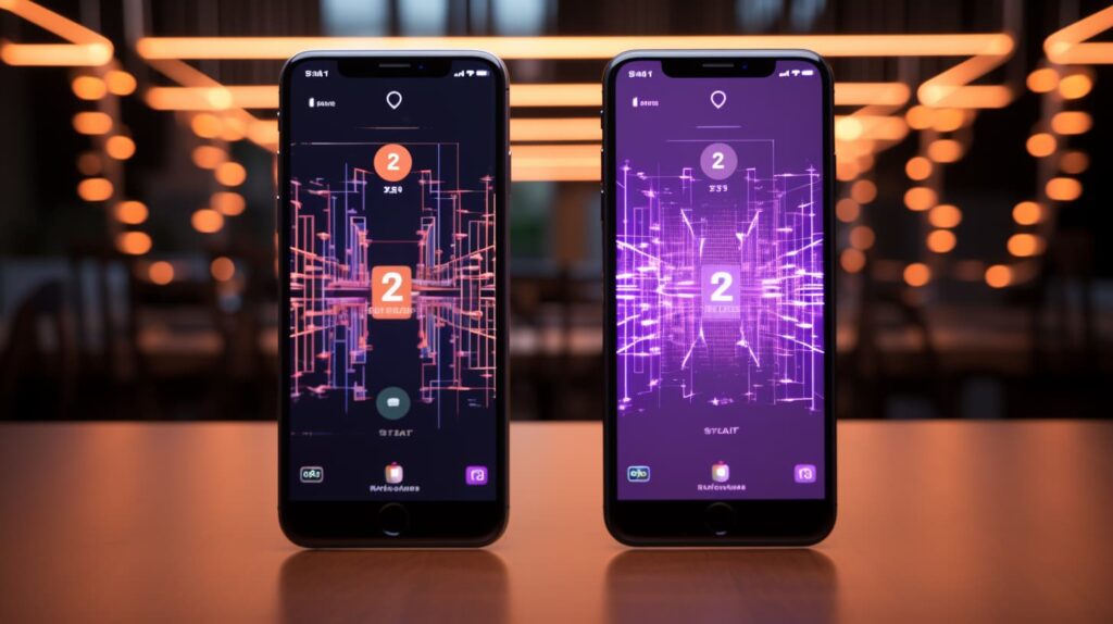two smartphones facing each other, each with a unique banking app interface open and a stylized Zelle logo, with digital currency flowing seamlessly from one screen to the other. 