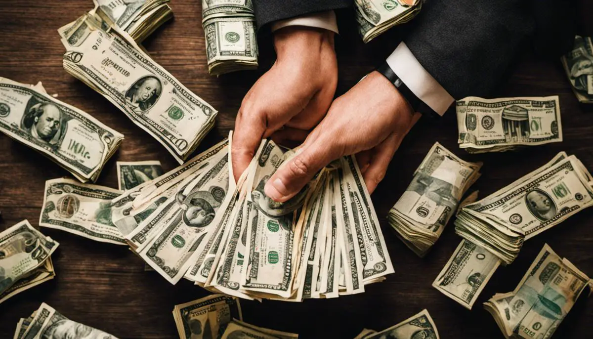Image of a person holding a pile of money, representing higher profitability on Airbnb
