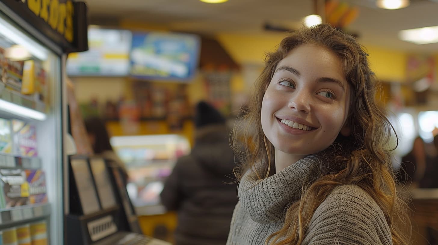 photo in stunning 8k resolution showcasing a person confidently sending a Western Union Money Order at a local convenience store.