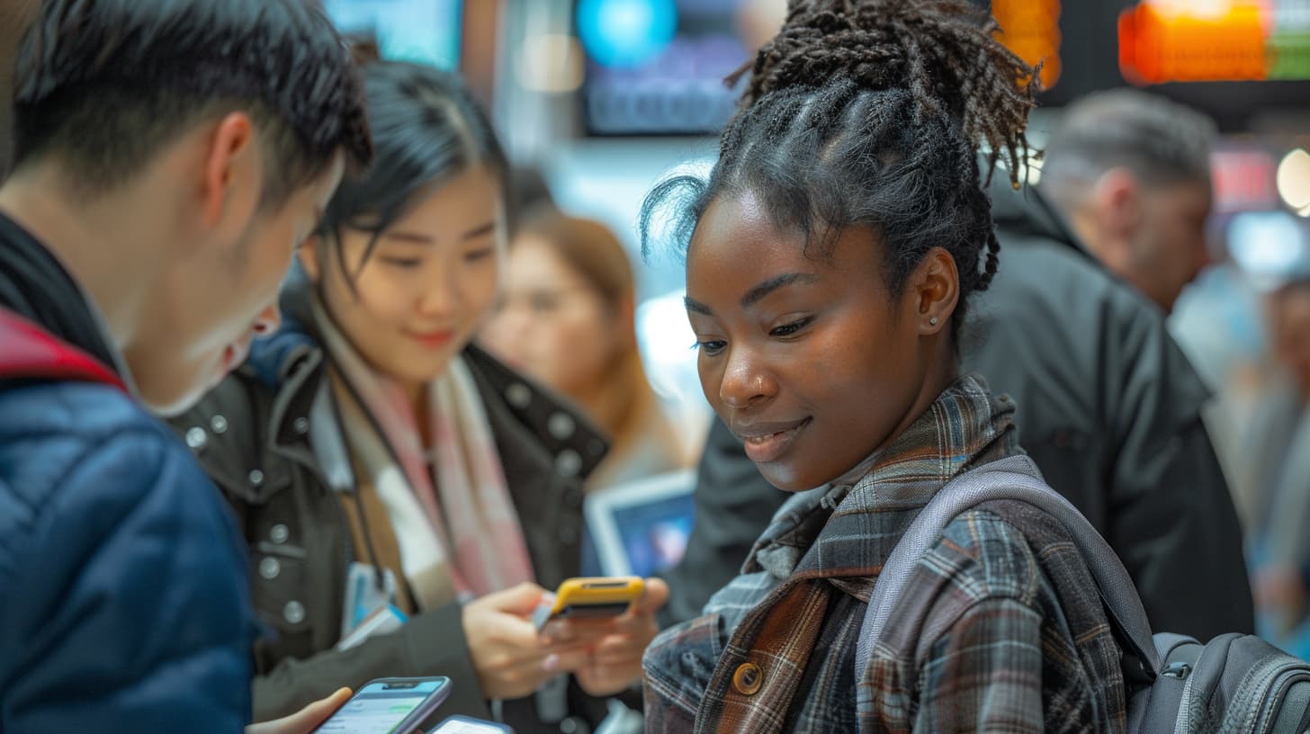 photo in 8k resolution that showcases a person using their smartphone to effortlessly send money to a friend or family member through a Paysend app.