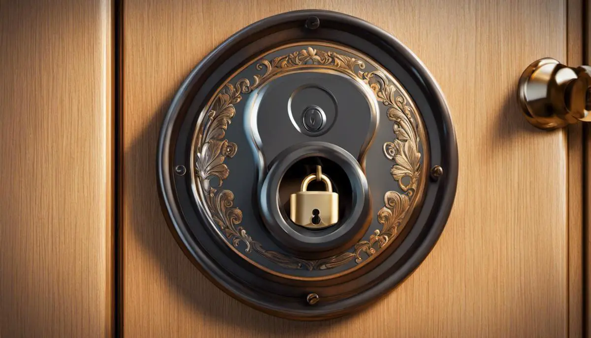 Image description: Illustration of a secure lock representing safety measures and vet procedures implemented by Airbnb.