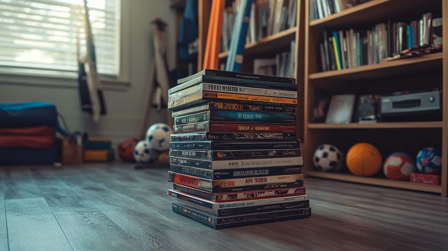 image of a stack of DVDs in a teenager's room