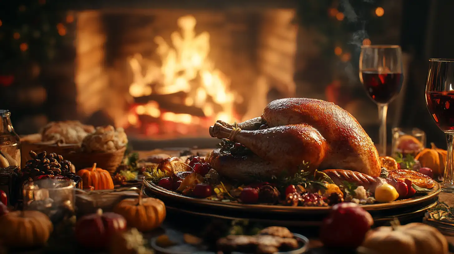 image of thanksgiving dinner on table