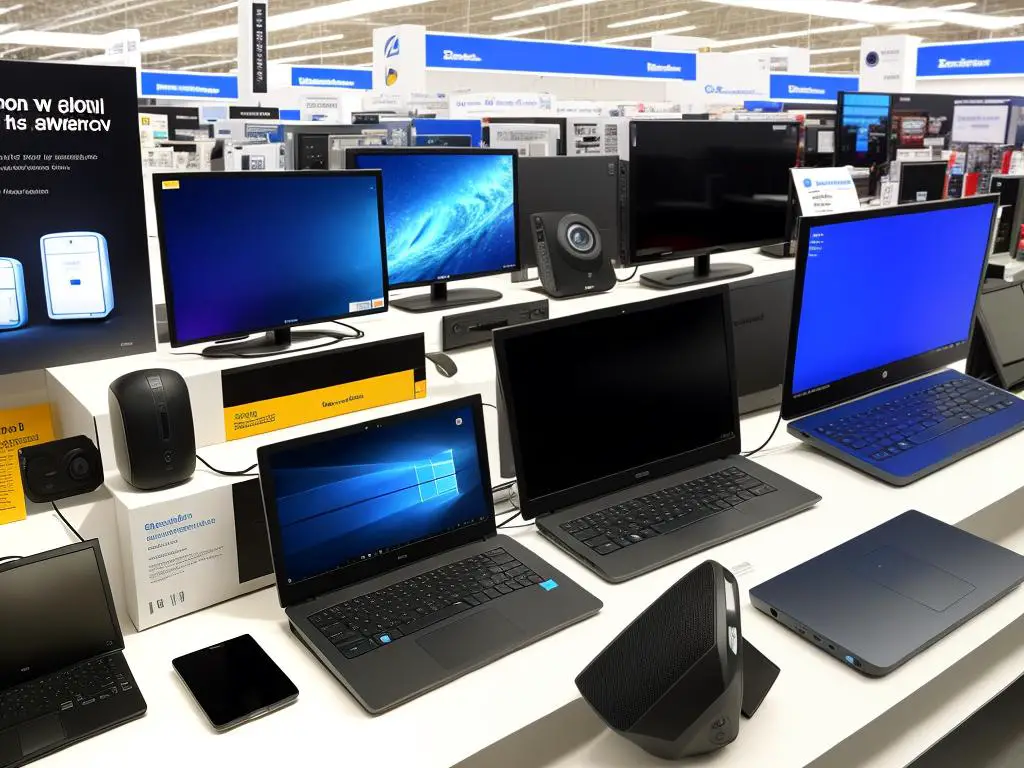A diverse array of electronic products available at Best Buy, ranging from televisions to laptops and mobile phones